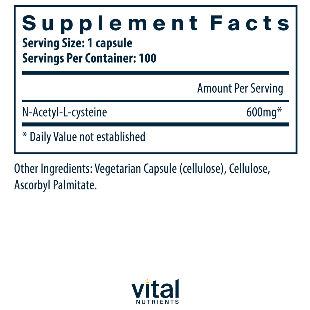 Product image for NAC (N-Acetyl-l-Cysteine) 600mg.