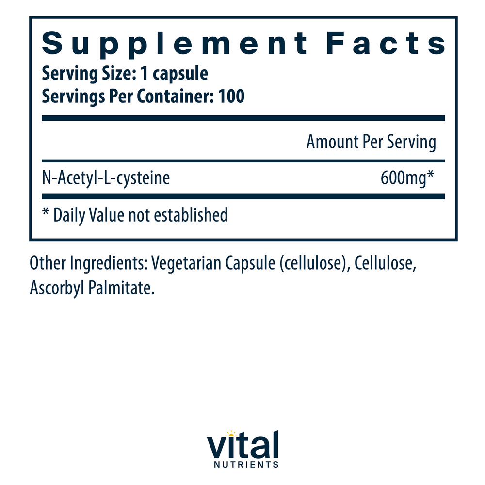 Product image for NAC (N-Acetyl-l-Cysteine) 600mg.