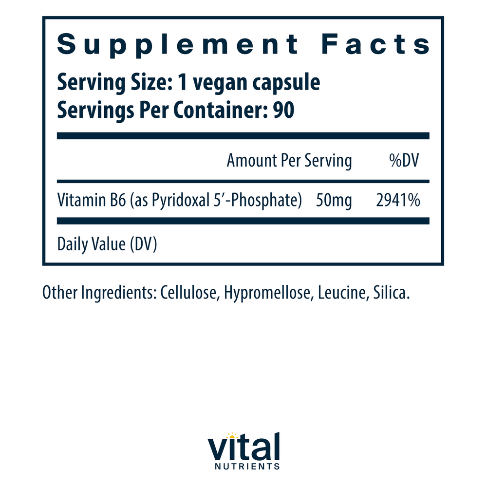 Product image for Pyridoxal-5-Phosphate 50mg with Active form of Vitamin B6.