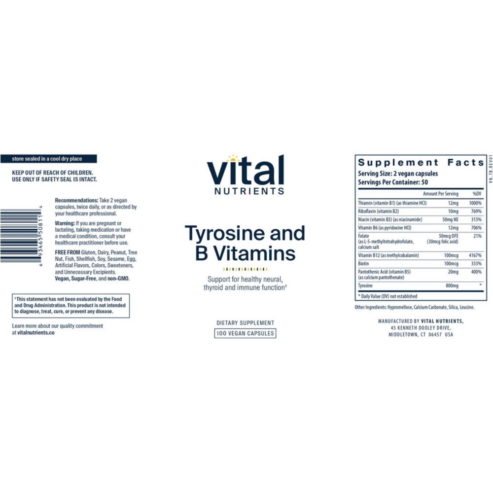 Product image for Tyrosine and B Vitamins.