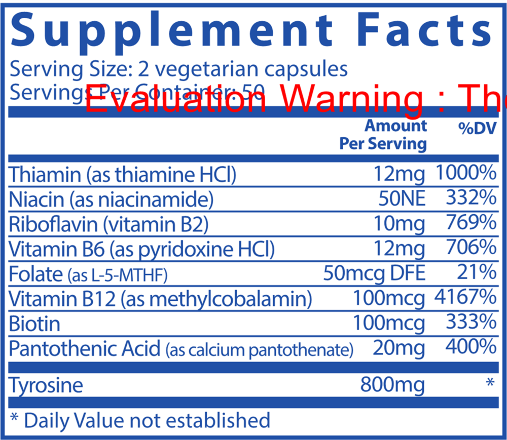 Product image for Tyrosine and B Vitamins.