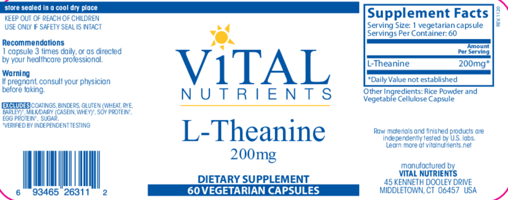 Product image for L-Theanine 200mg.