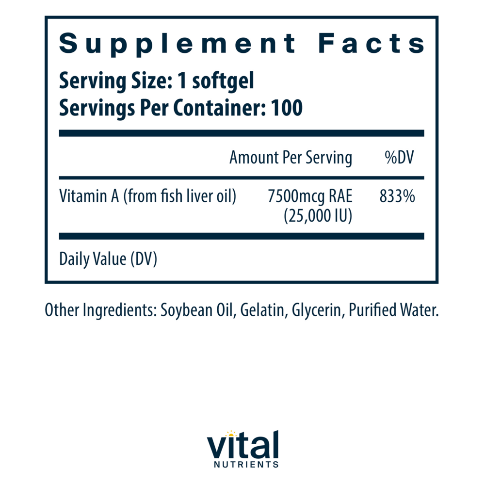 Product image for Vitamin A 7500mcg RAE.
