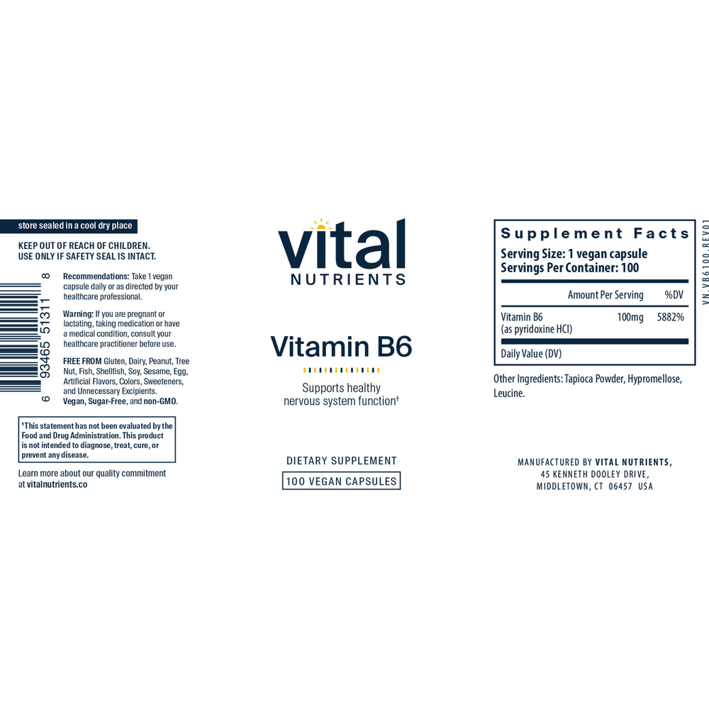 Product image for Vitamin B6 100mg.