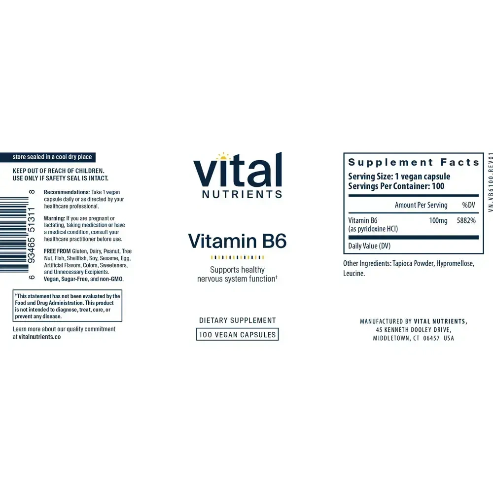 Product image for Vitamin B6 100mg.