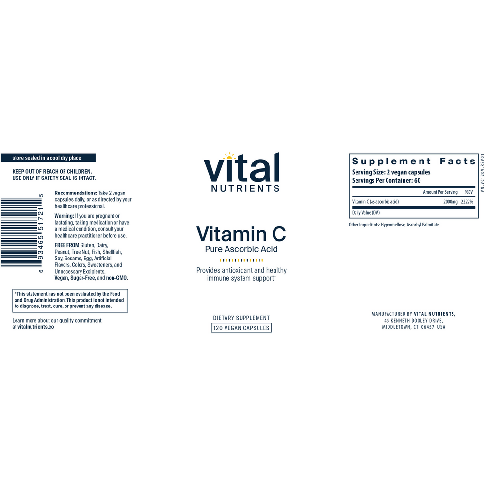 Product image for Vitamin C (100% pure ascorbic acid) 1000mg.