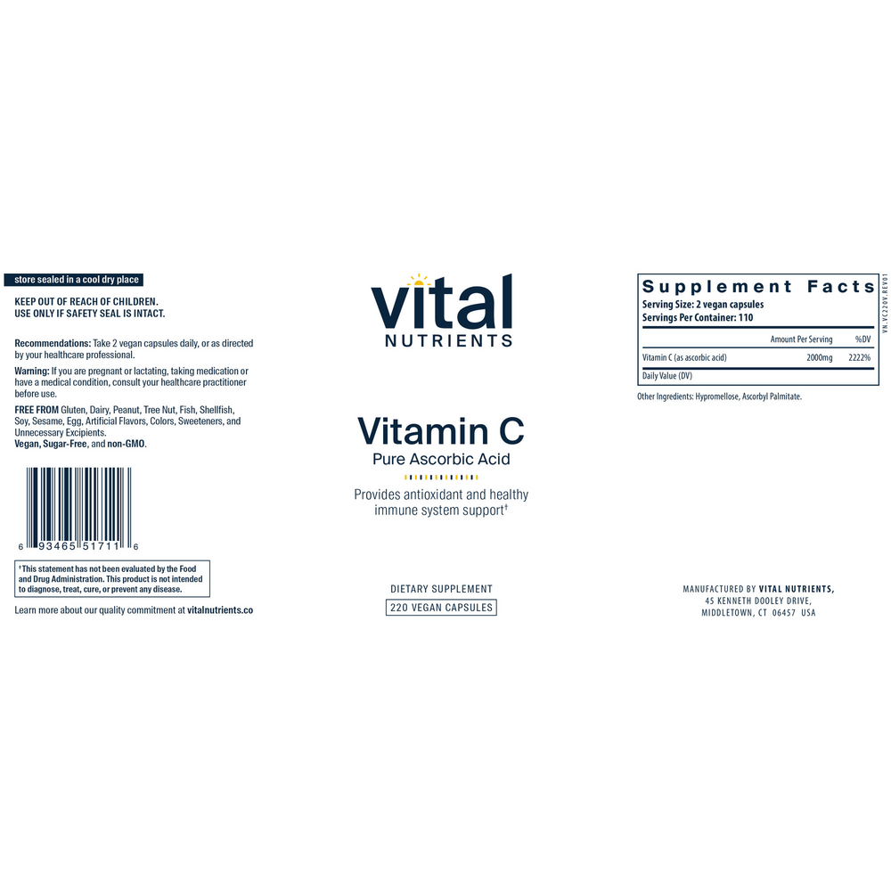 Product image for Vitamin C (100% pure ascorbic acid) 1000mg.