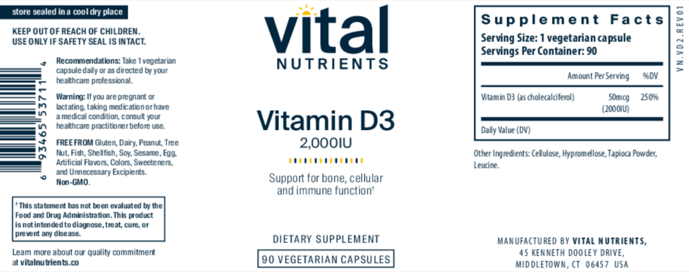 Product image for Vitamin D3 2000IU VEG.