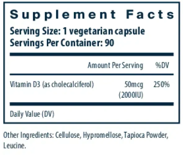 Product image for Vitamin D3 2000IU VEG.