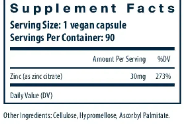 Product image for Zinc (Citrate) 30mg 90c.