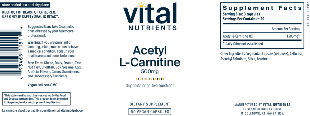 Product image for Acetyl L-Carnitine 500mg.