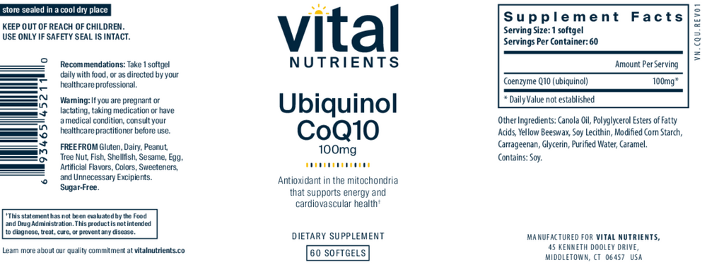 Product image for Ubiquinol CoQ10 100mg.
