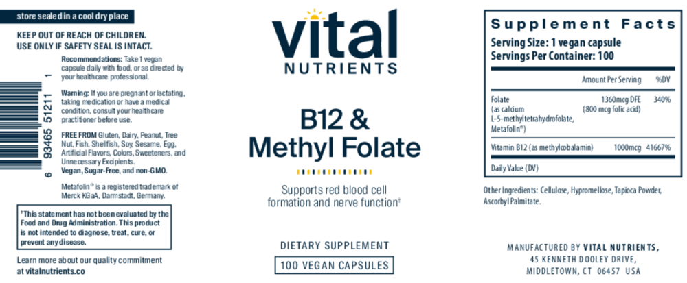 Product image for B-12/Methyl Folate 1000mcg/800mcg.
