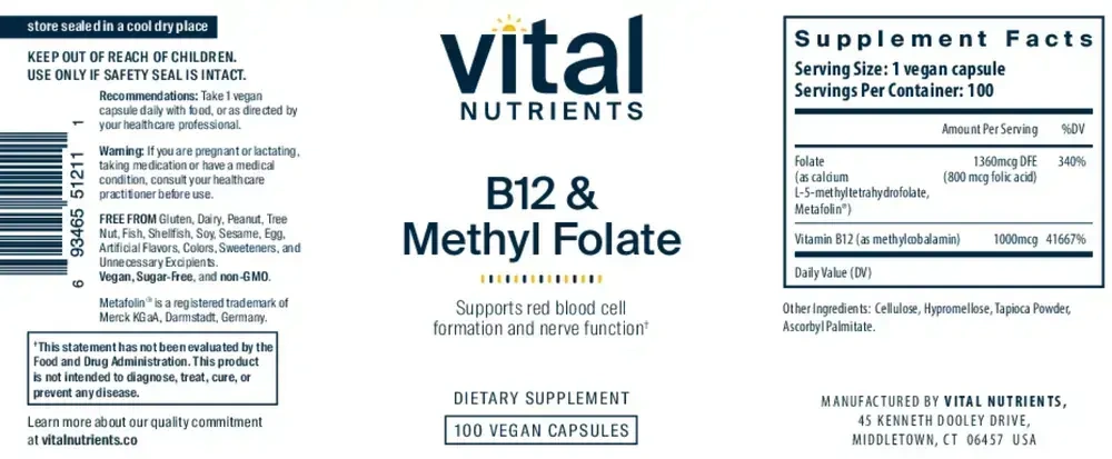 Product image for B-12/Methyl Folate 1000mcg/800mcg.