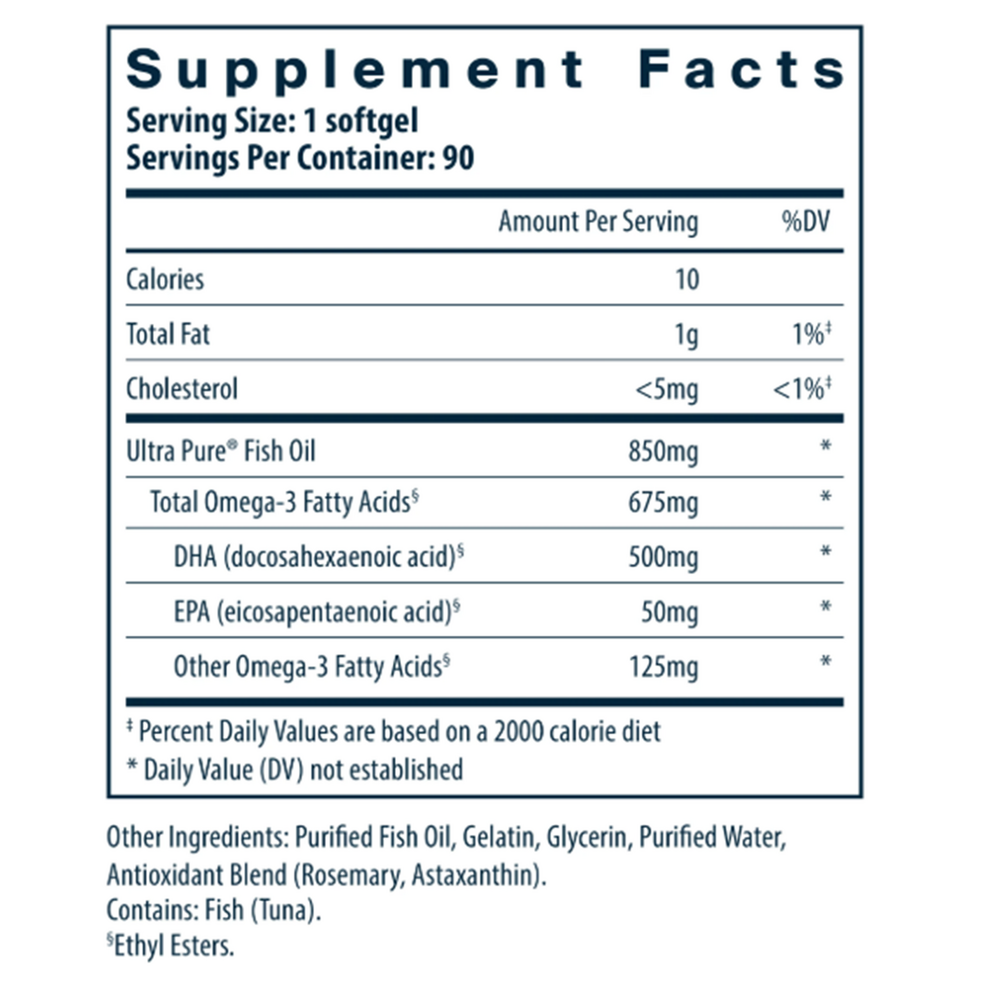 Product image for Ultra Pure® Fish Oil 675 High Omega-3 DHA.