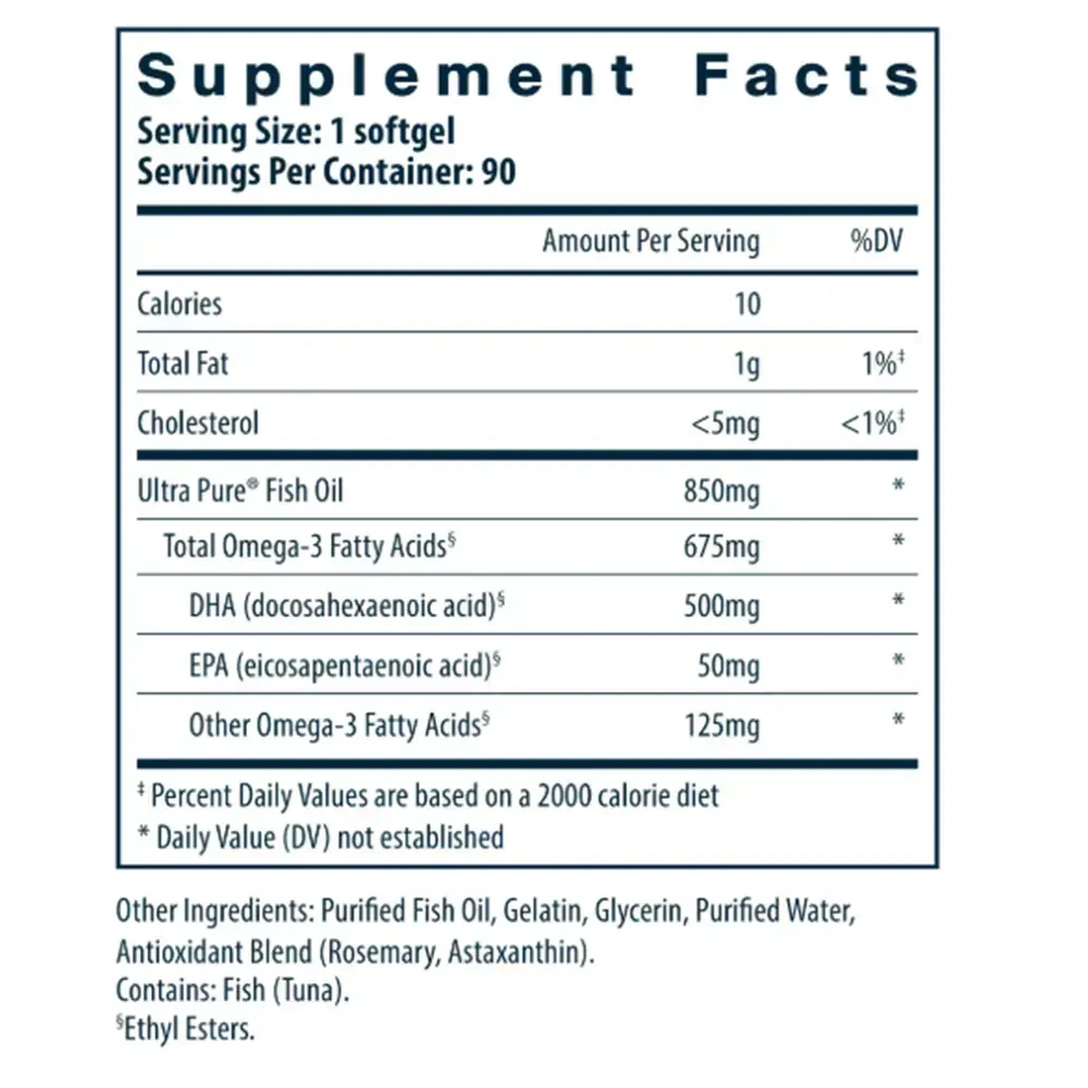 Product image for Ultra Pure® Fish Oil 675 High Omega-3 DHA.