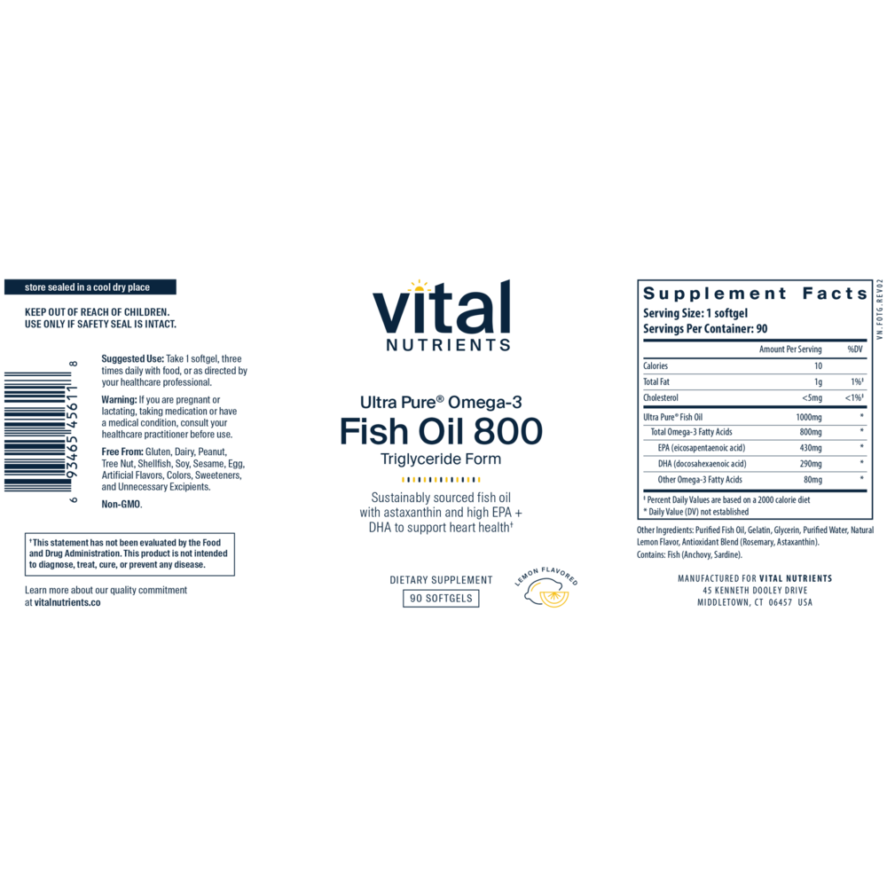 Product image for Ultra Pure® Fish Oil 800 TG.