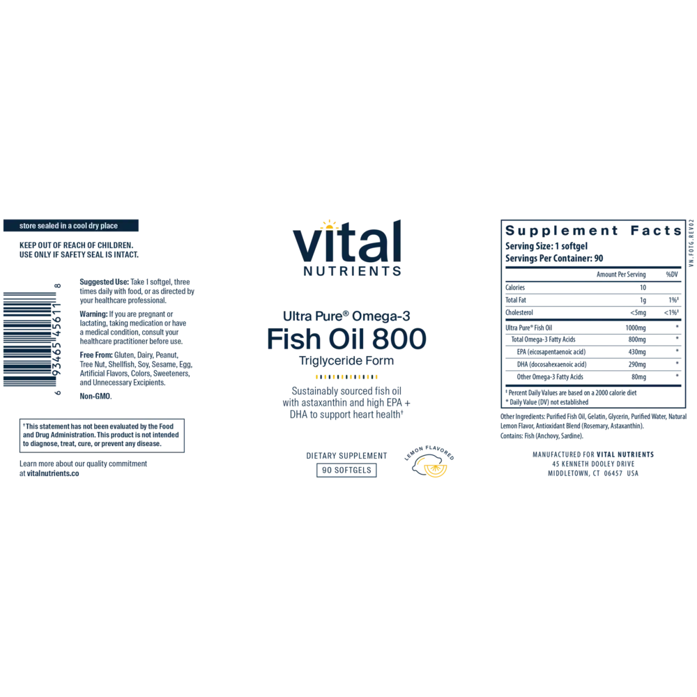 Product image for Ultra Pure® Fish Oil 800 TG.
