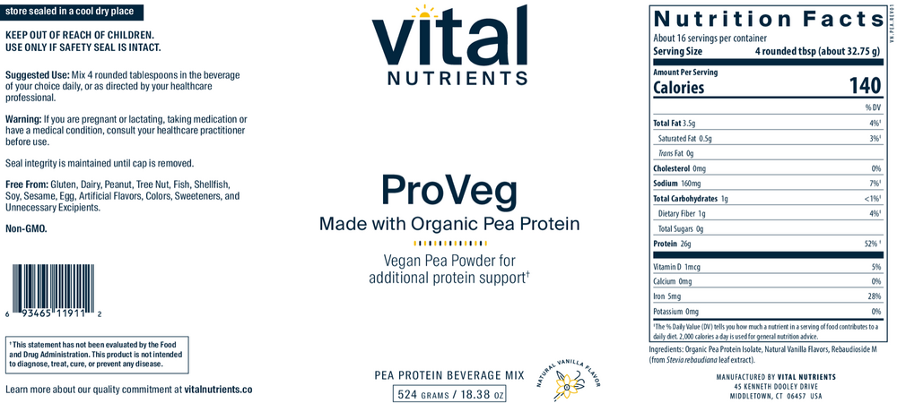 Product image for ProVeg Organic Pea Protein, Natural Vanilla.