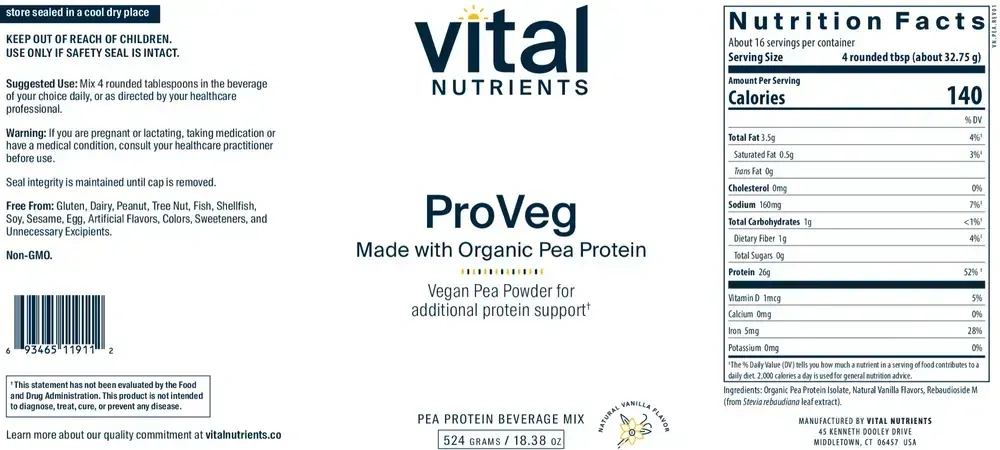 Product image for ProVeg Organic Pea Protein, Natural Vanilla.