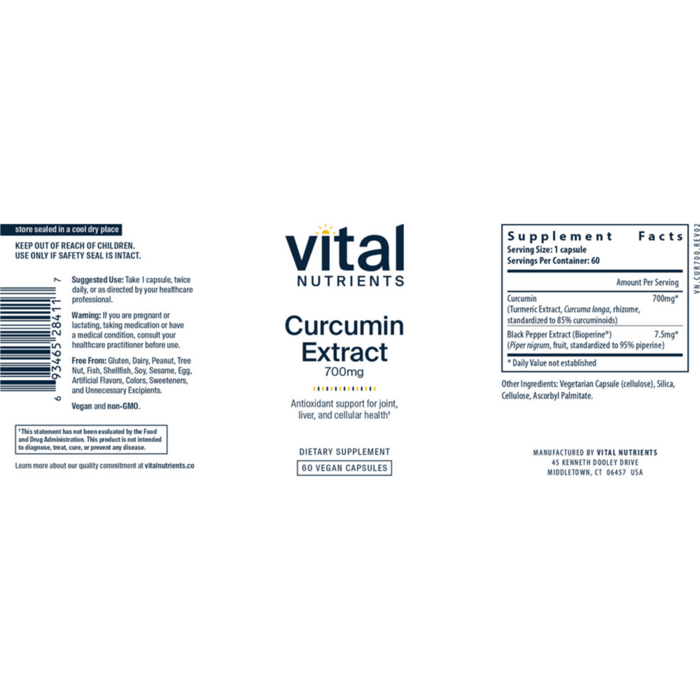 Product image for Curcumin Extract 700mg (with Bioperine®).
