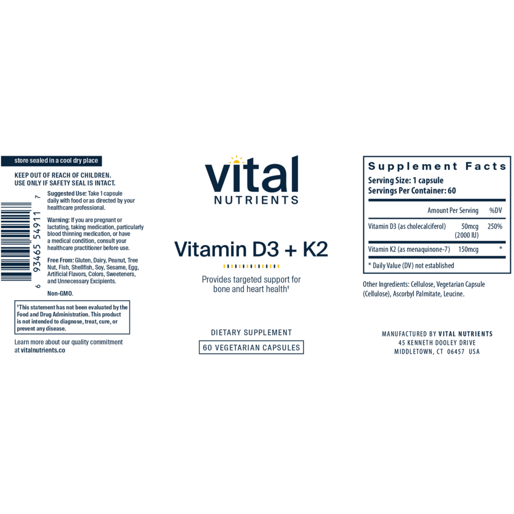 Product image for Vitamin D3 + K2.