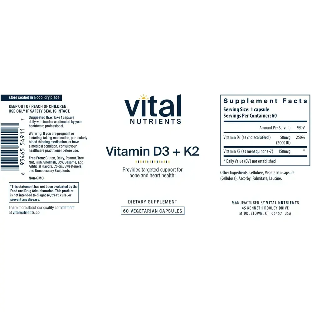 Product image for Vitamin D3 + K2.