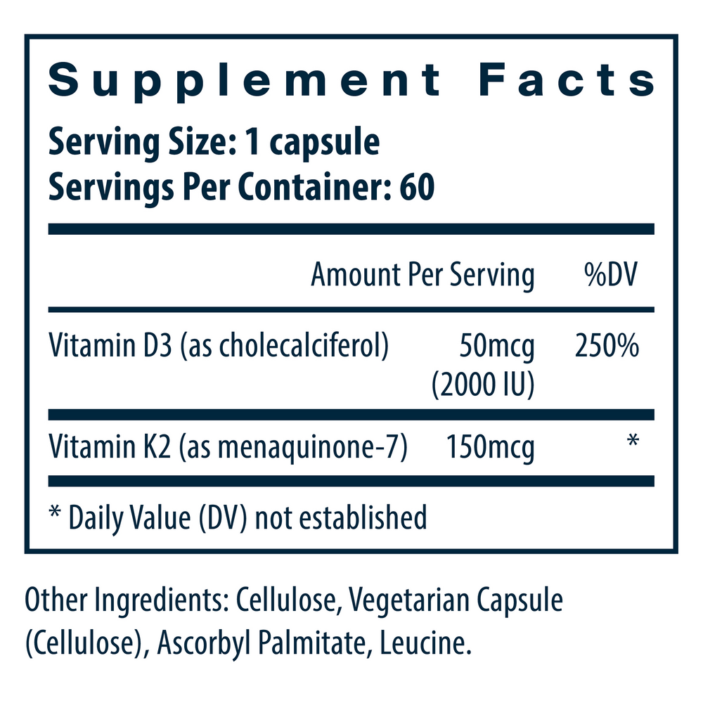 Product image for Vitamin D3 + K2.