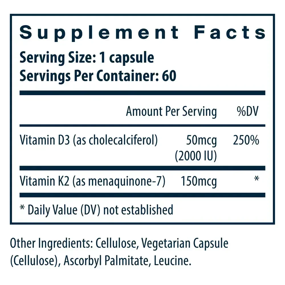 Product image for Vitamin D3 + K2.