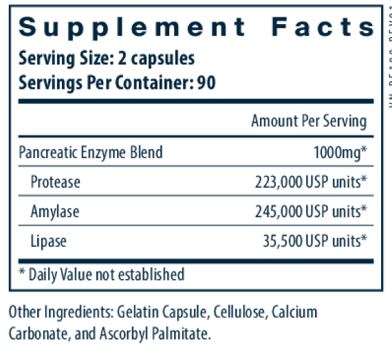 Product image for Pancreatic Enzymes 1000mg (full strength).