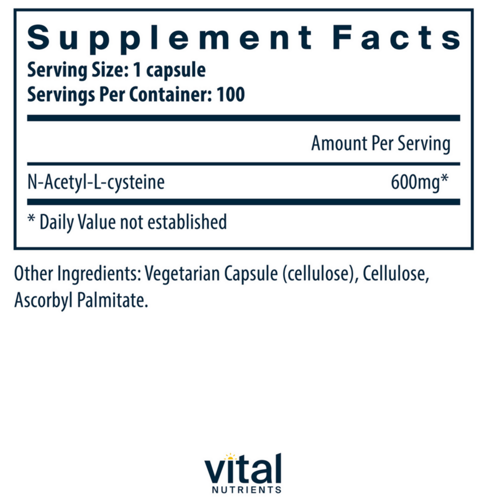 Product image for NAC (N-Acetyl-l-Cysteine) 600mg.
