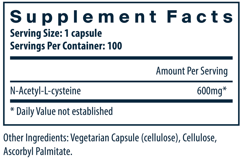 Product image for NAC (N-Acetyl-l-Cysteine) 600mg.