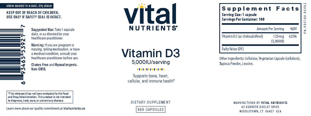 Product image for Vitamin D3 5000IU.