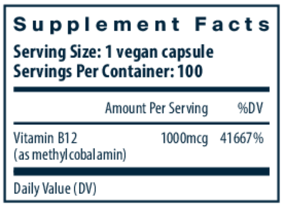 Product image for Vitamin B12 (as methylcobalamin) 1000mcg.
