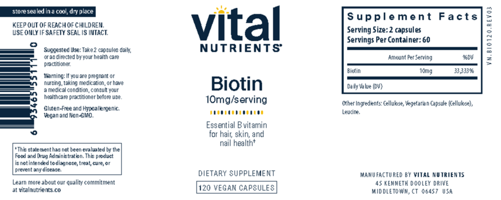 Product image for Biotin 10mg.