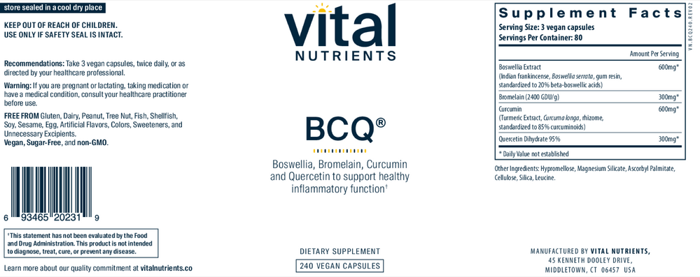 Product image for BCQ: Bromelain, Curcumin and Quercetin (California Only).