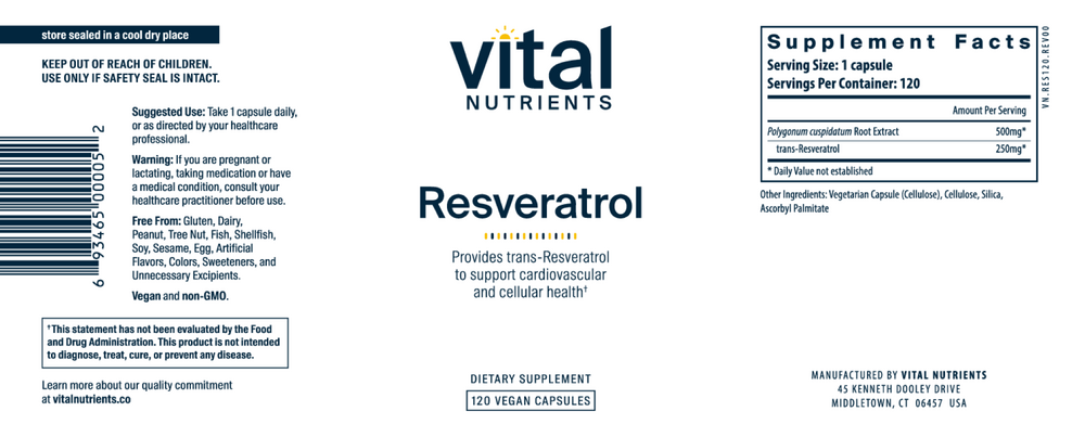Product image for Resveratrol 500mg.