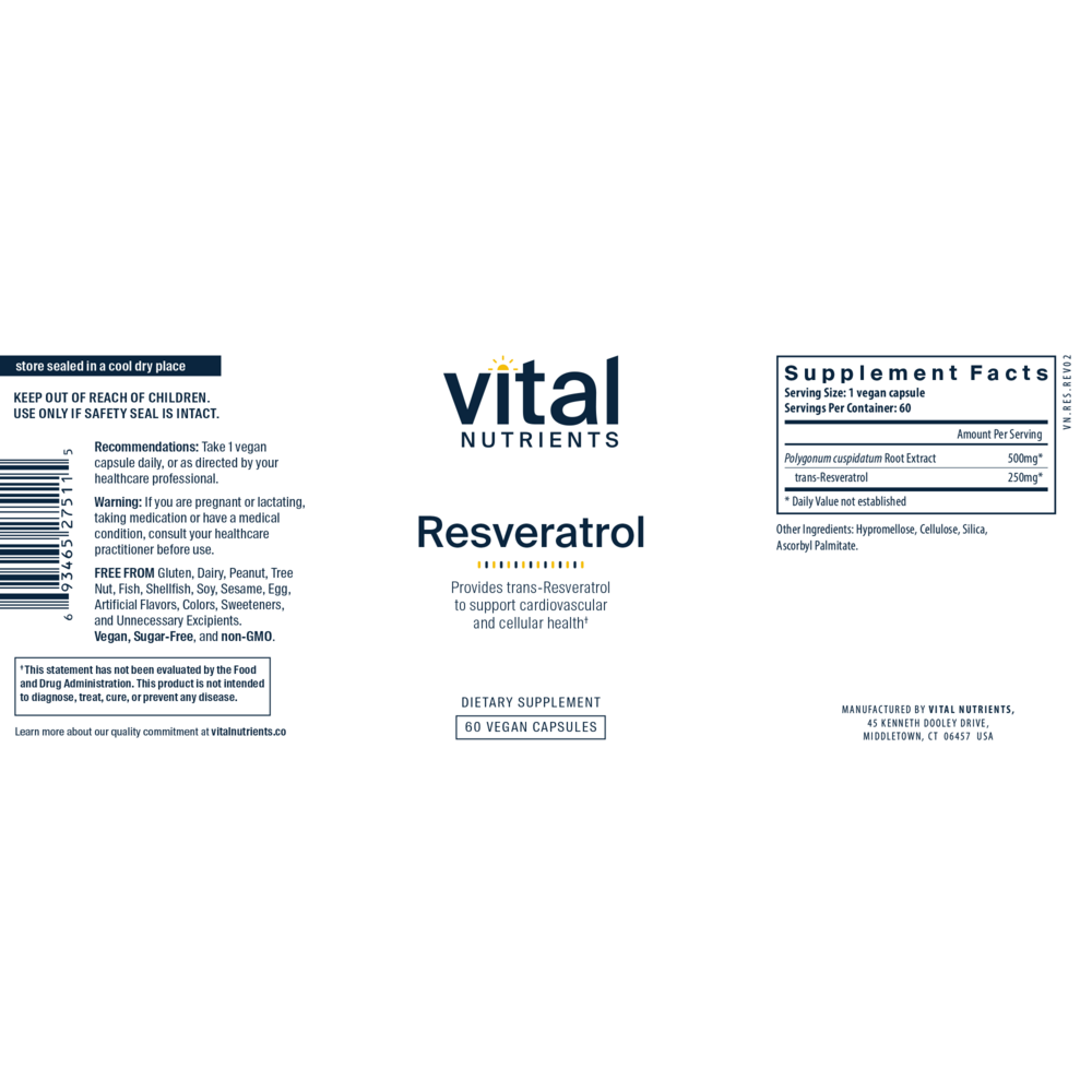 Product image for Resveratrol 500mg (California Only).