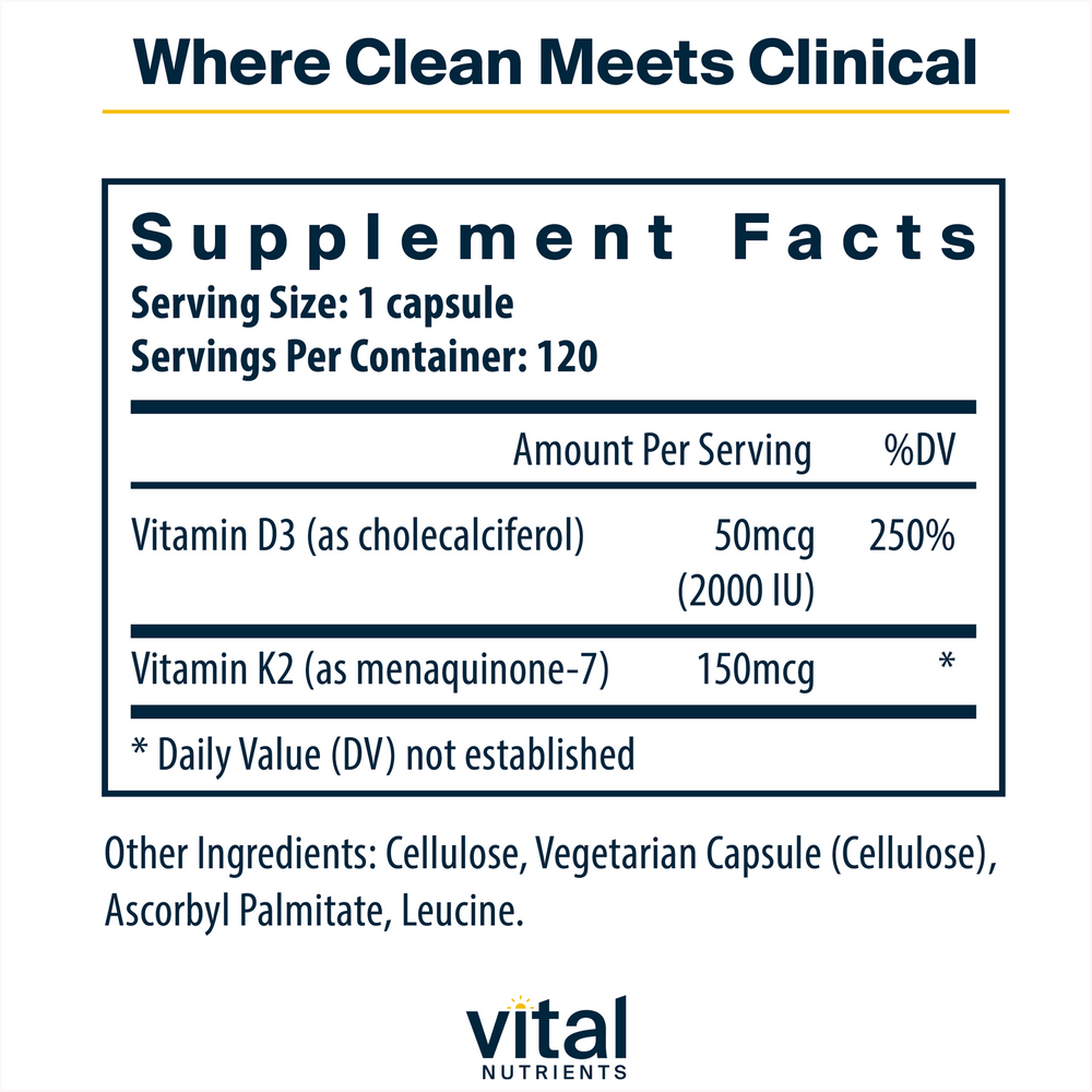 Product image for Vitamin D3 + K2.