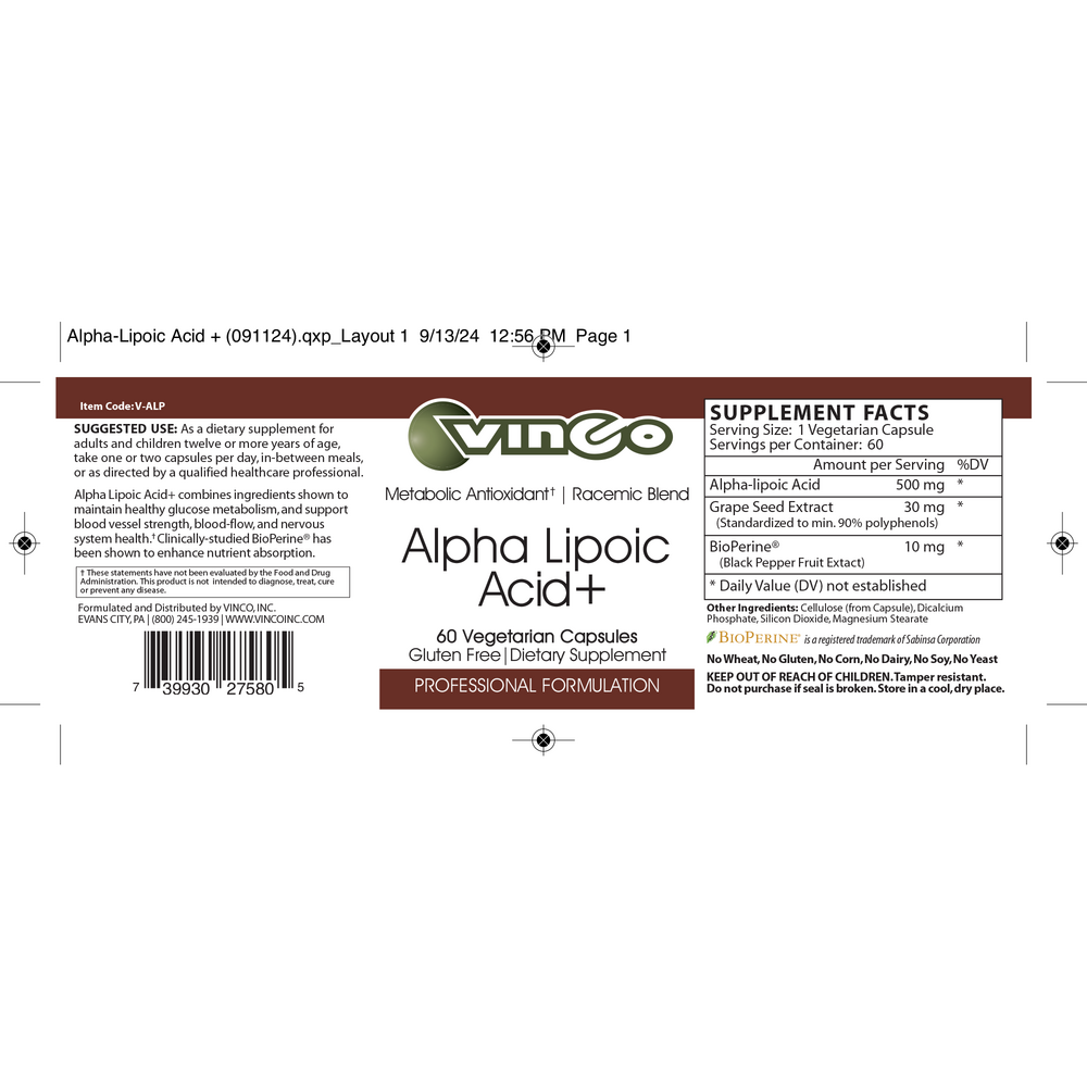 Product image for Alpha Lipoic Acid 500mg.