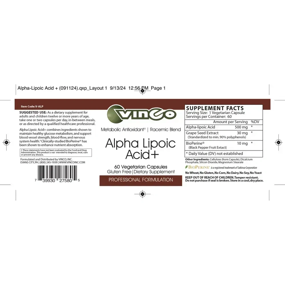 Product image for Alpha Lipoic Acid 500mg.