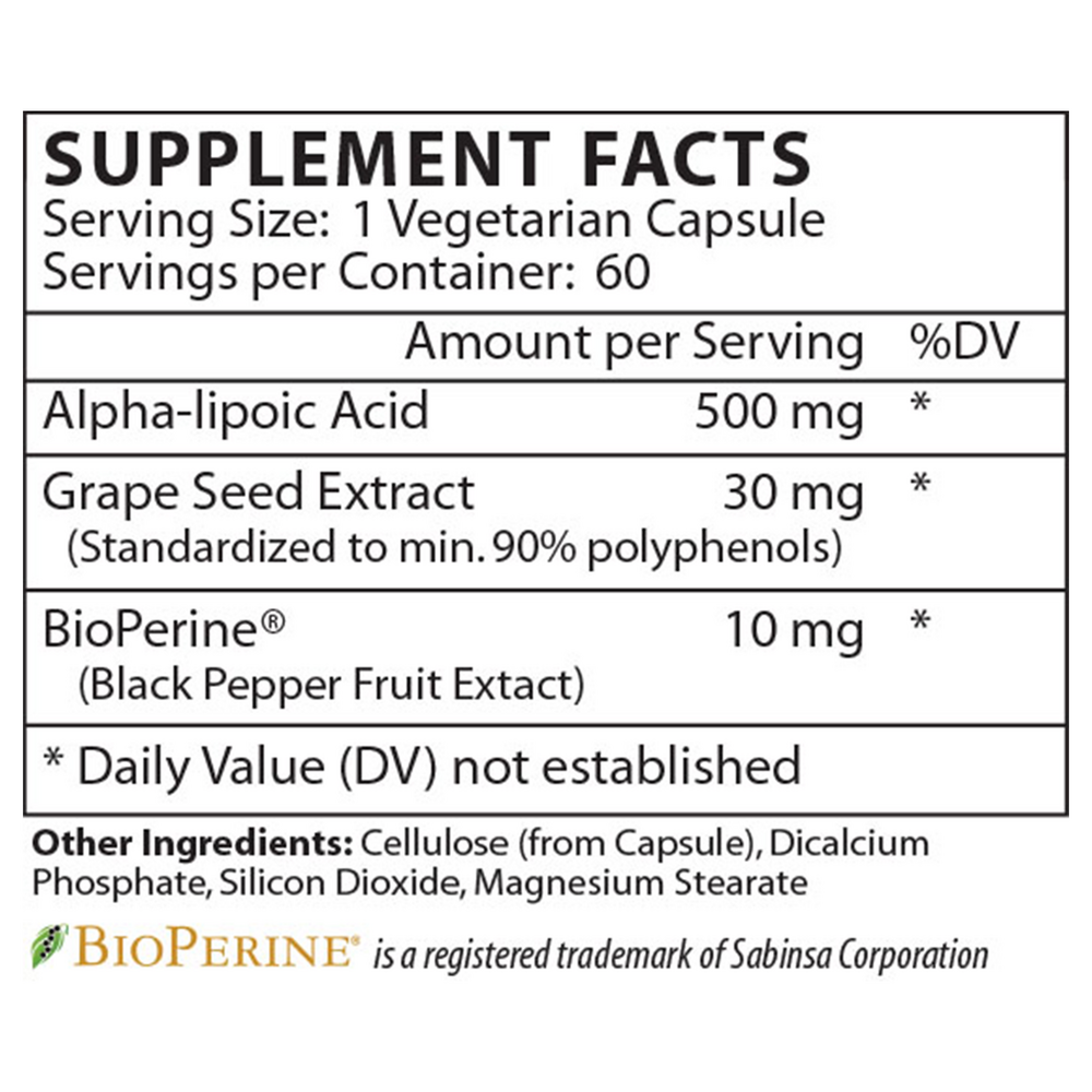 Product image for Alpha Lipoic Acid 500mg.