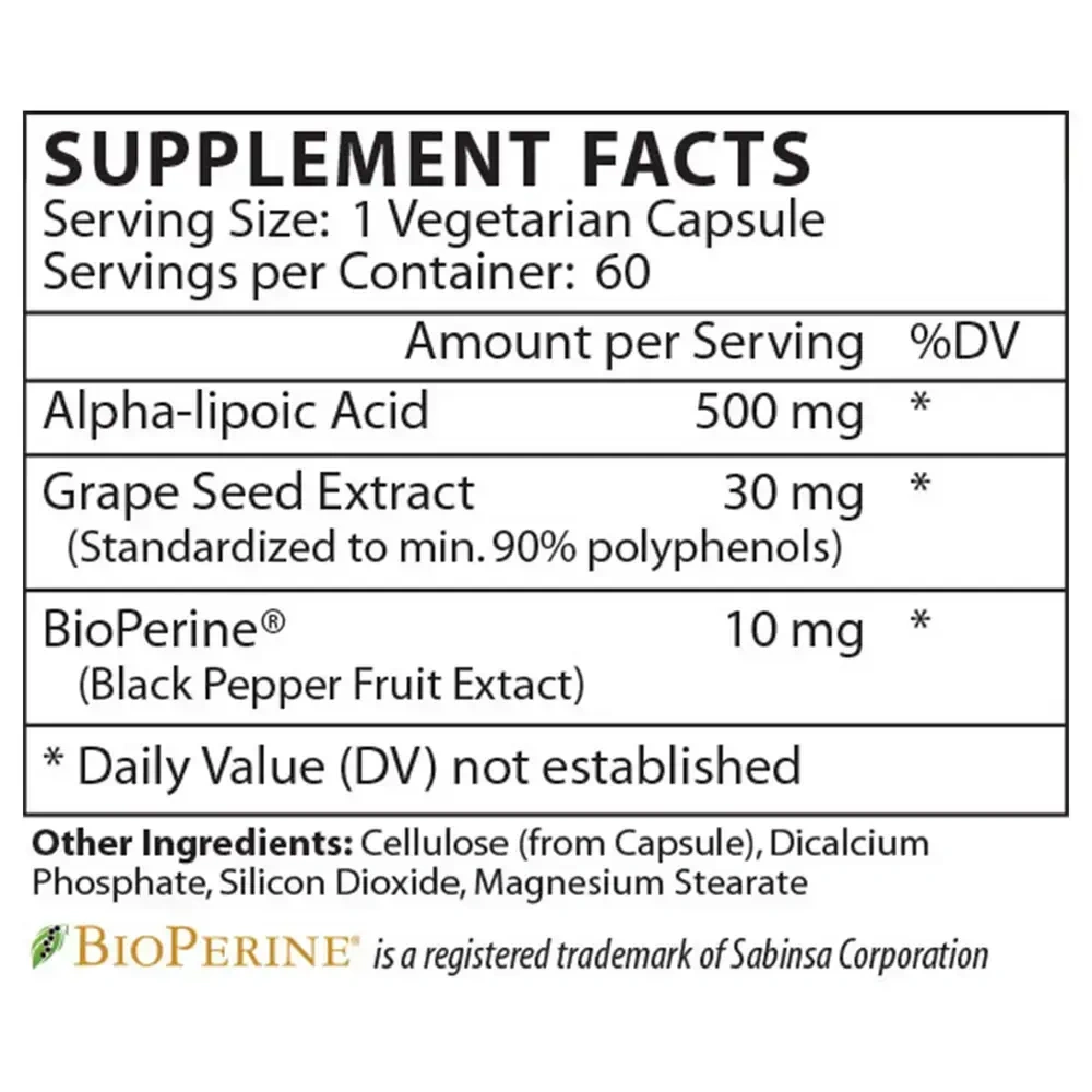 Product image for Alpha Lipoic Acid 500mg.