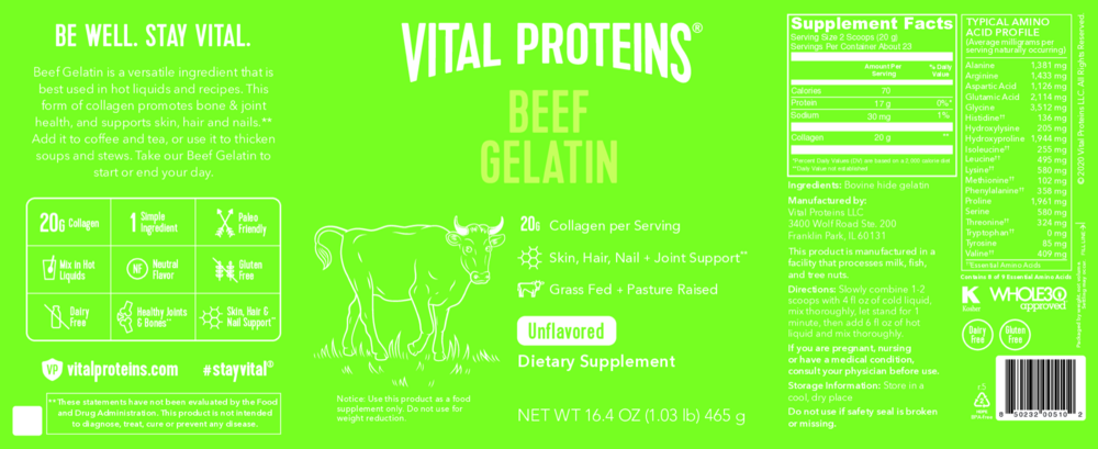 Product image for Beef Gelatin Powder.
