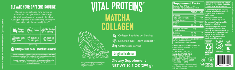 Product image for Collagen Peptides Matcha.