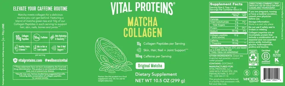 Product image for Collagen Peptides Matcha.