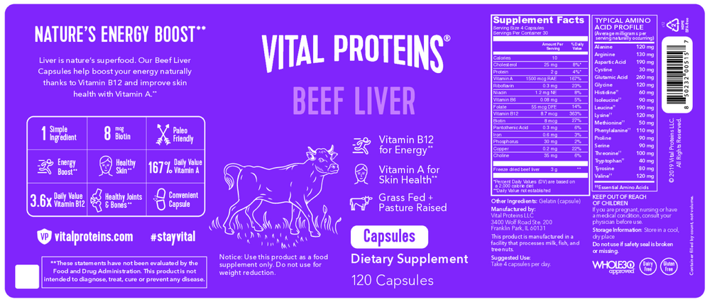Product image for Beef Liver Capsules.
