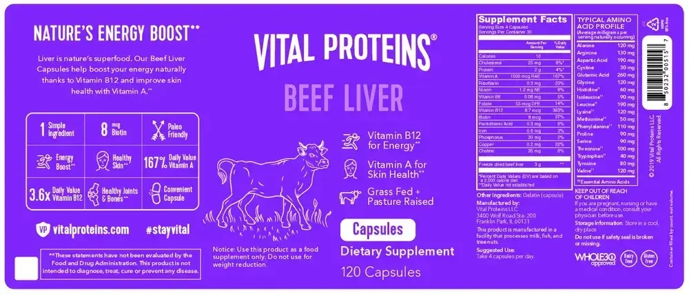 Product image for Beef Liver Capsules.