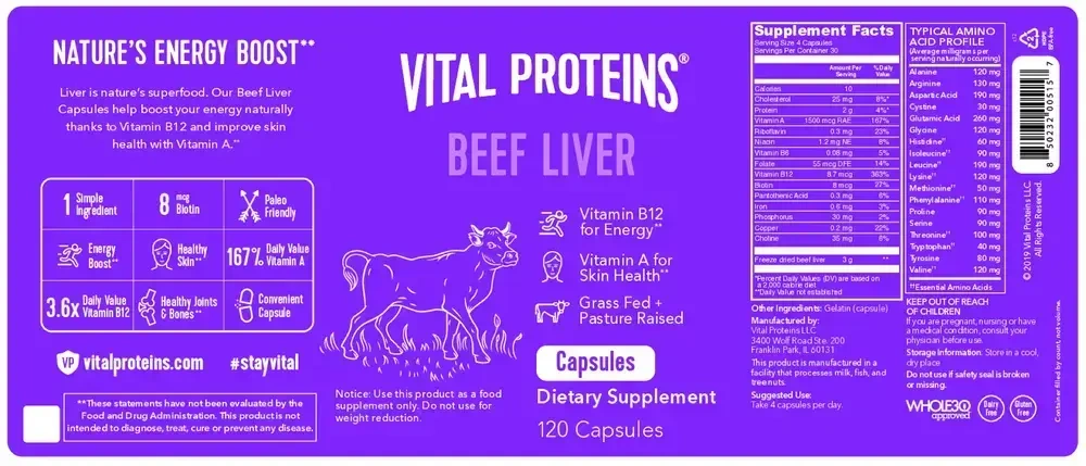 Product image for Beef Liver Capsules.