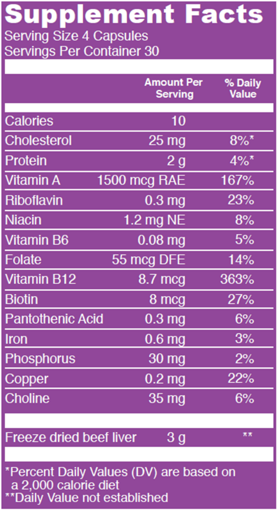 Product image for Beef Liver Capsules.